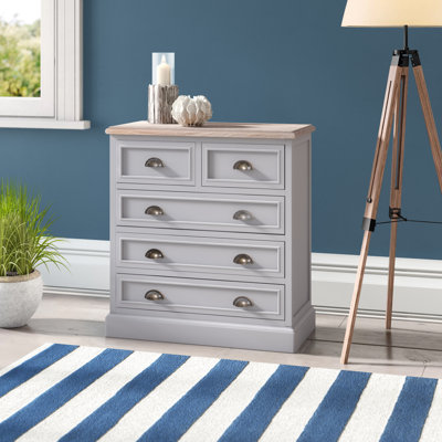 Hopkinton Solid Wood 75cm W 5 - Drawer Chest of Drawers