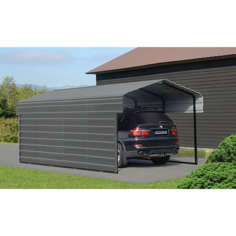 Abri d'auto en acier avec 1 ensemble de parois latérales, 10 x 24 x 7, Noir