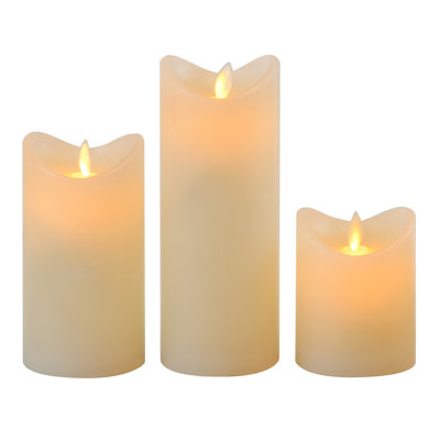 Battery Operated LED Wax Candles with Flickering Flame - 3 Piece
