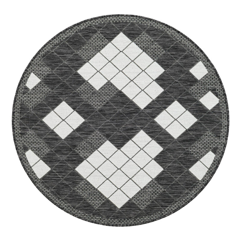 Geometric Indoor / Outdoor Rug, Round 4'1"