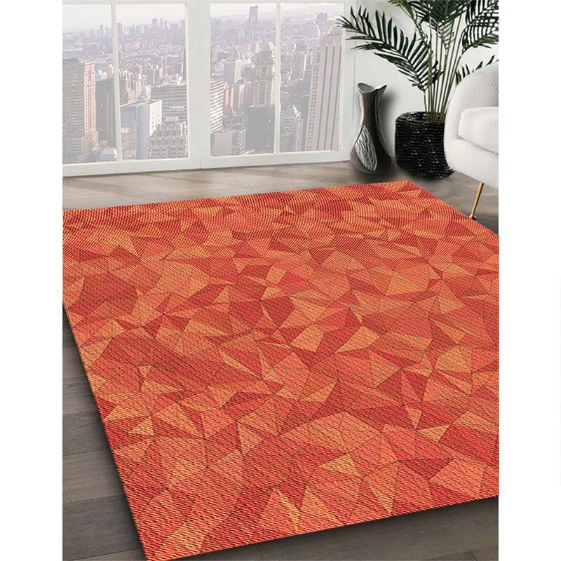 Tapis 100% à motifs lavables à la machine 2989 Pat3807 Org, Carré 5 pi