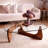 Retro Burlywood Solid Wood Glass Triangle Coffee Table