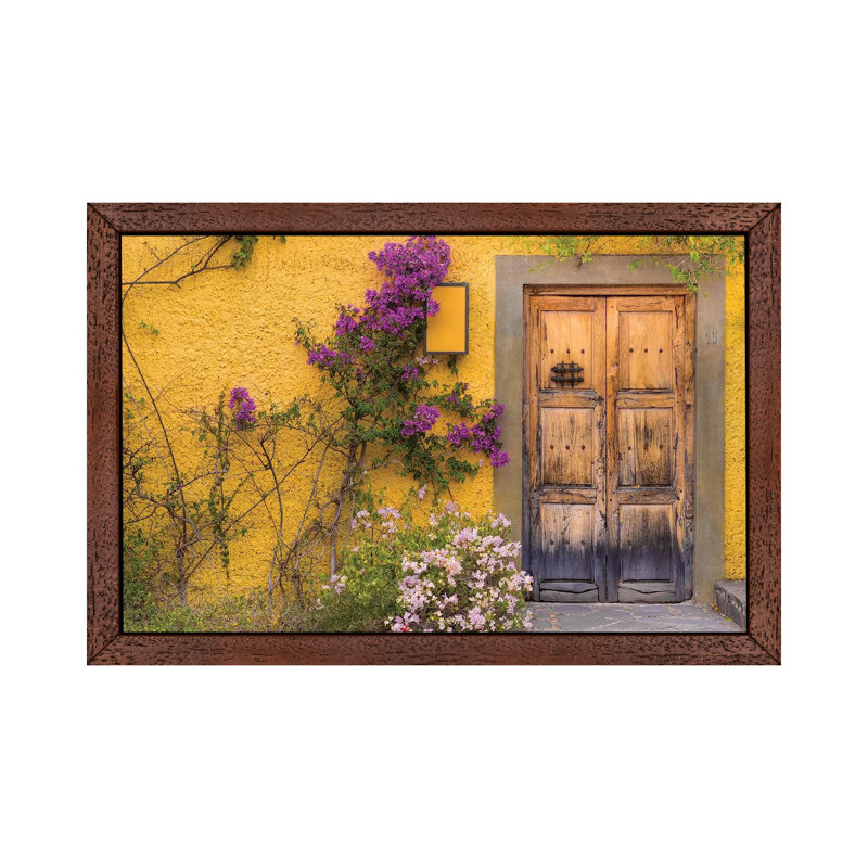 Bougainvillea Next To A Wooden Door, San Miguel De Allende, Guanajuato, Mexico by Don Paulson - Print on Canvas