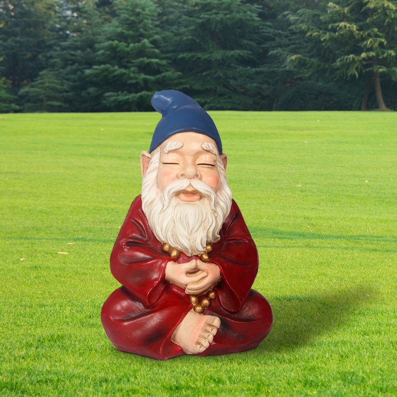 Zen Garden Gnome Statue, 15" H x 8.5" D x 9.75" D