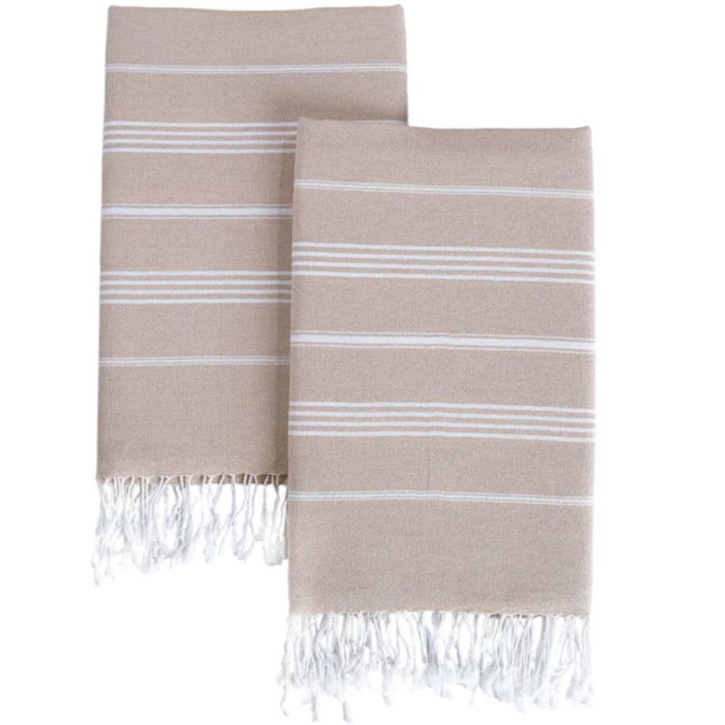 4-Pack 100% Cotton Turkish Hand Towels for Bathroom and Kitchen, 16x39 Inches, Beige