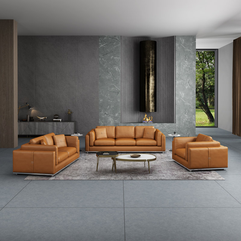 Picasso Leather Club Chair, Cognac Genuine Leather