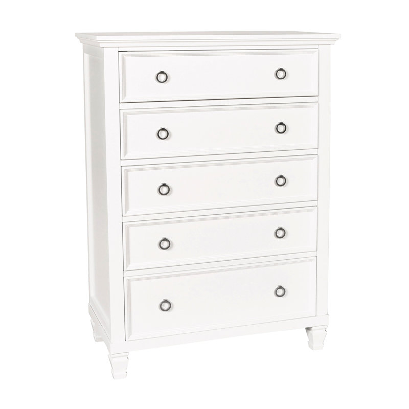 Commode 5 tiroirs Felder, Blanc