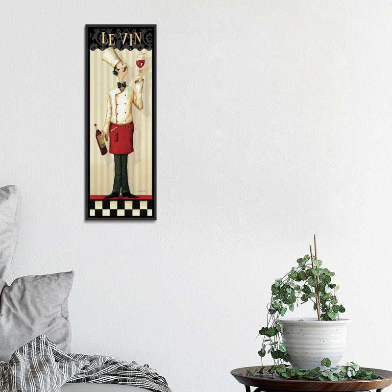 Chef Chef's I (Le Vin) par Lisa Audit - impression d'art graphique, H 36 po x l 12 po x P 1,5 po, Toile avec cadre noir