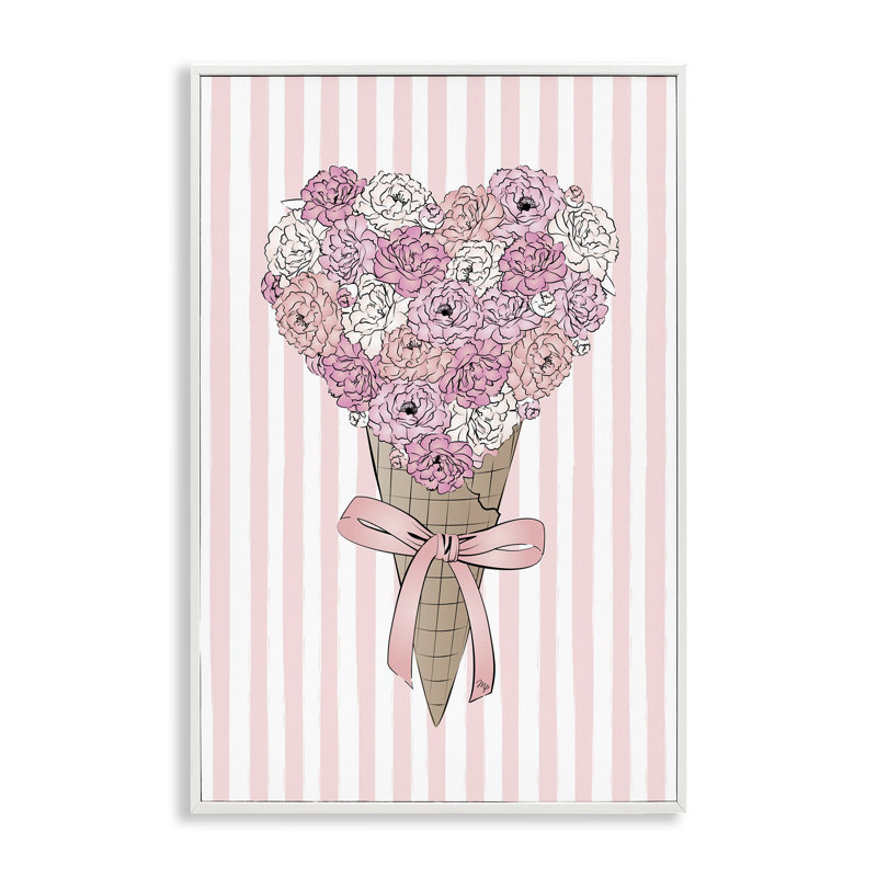 Bouquet de fleurs, crème glacée, estampe numérique par Martina Pavlova, Giclée encadrée blanc bord de mer, H 24 po x l 16 po