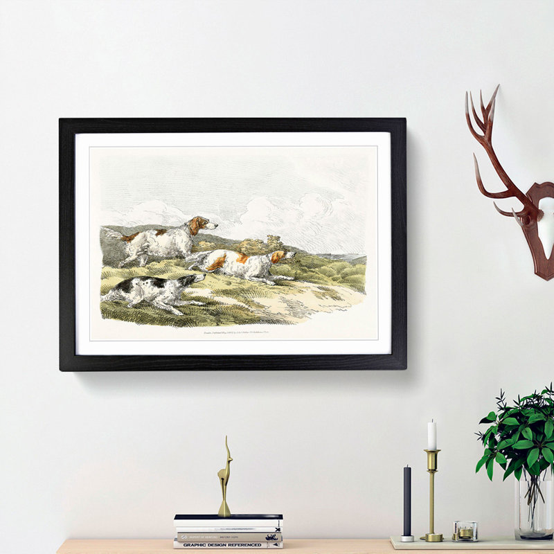 The Running Hounds by Henry Alken - Picture Frame Painting Print, Black Framed, 36cm H x 48cm W x 2cm D