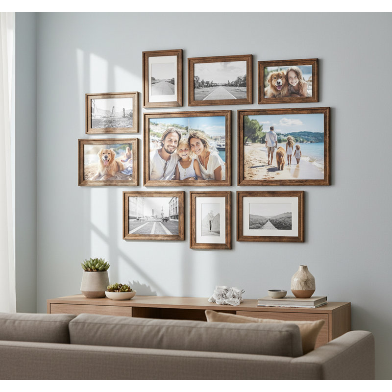 Picture Frame - Set of 10, Rustic Brown