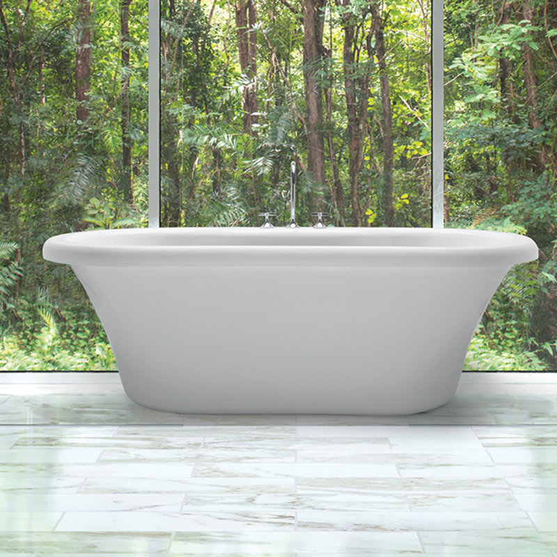 MTI Solutions Freestanding Soaking Bathtub, White, 23.5" H x 30" W x 71.25" L