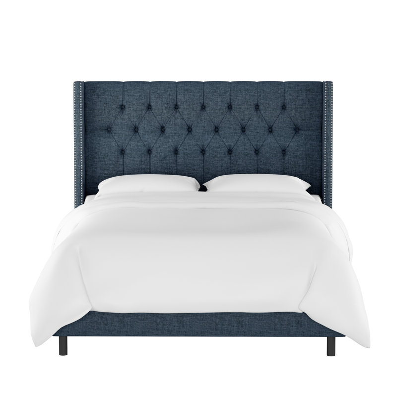 Casstown Upholstered Bed, California King, Zuma Navy Textured Linen