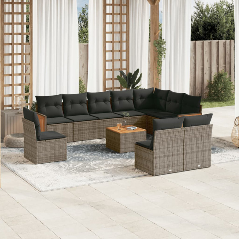 Ensemble de canapé de jardin modulaire en rotin PE gris et gris foncé Vidaxl