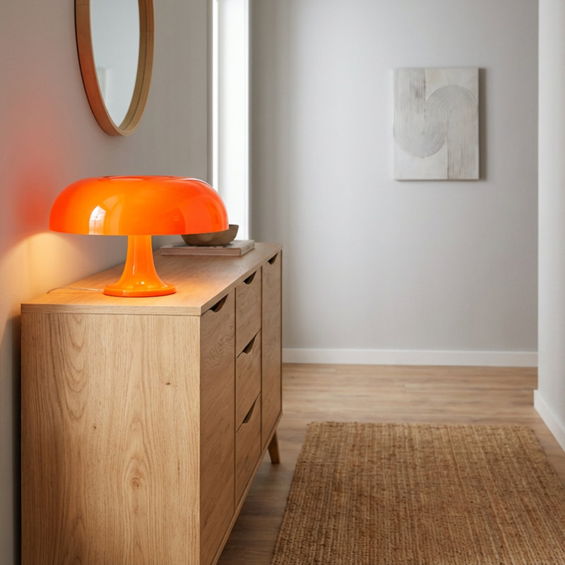 Orange Mushroom Lamp, Retro Mid-century Modern Table Lamp Decor  With Bulbs