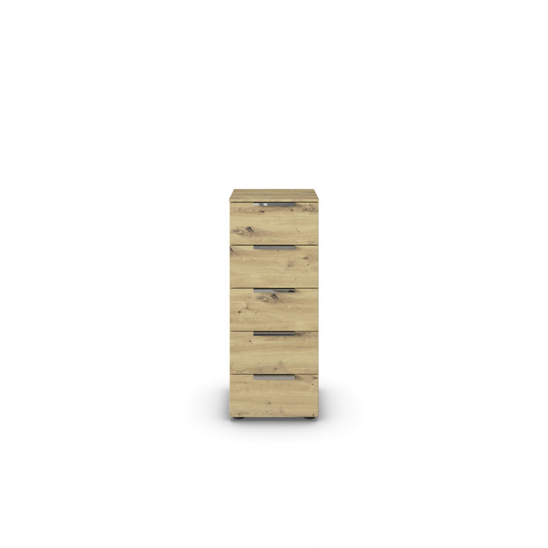 Flipp 5 Drawer 40Cm W Chest, Artisan Oak/Chrome
