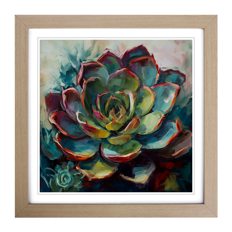 Succulent Expressionism - Framed Print, Oak