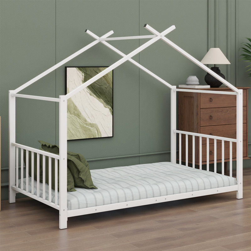 Lit plateforme en métal, Blanc