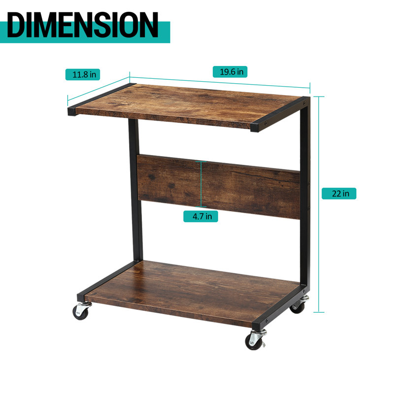 22'' H x 19.68'' W CPU Holder with Wheels, Brown