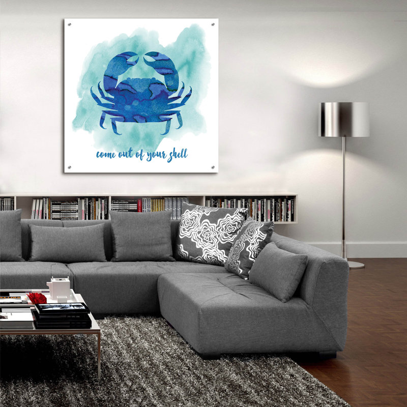 «Crab 3» par Erin Clark, art mural en verre acrylique, H 12 po x l 12 po x P 0,13 po