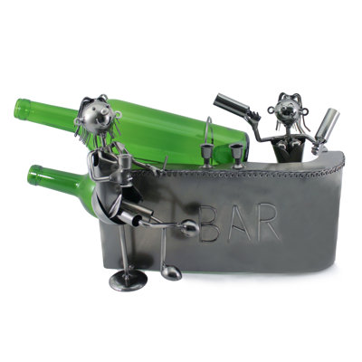 Fulkerson Happy Couple at the Bar Having Drinks 2 Bottle Tabletop Wine Bottle Rack