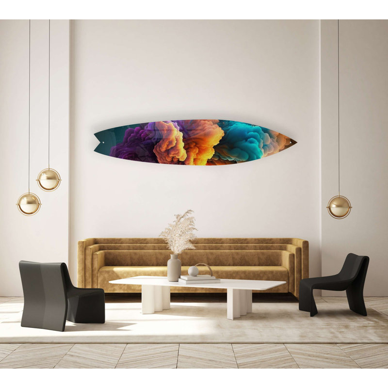 Planche de surf abstraite fumée d'espace - Art sans cadre