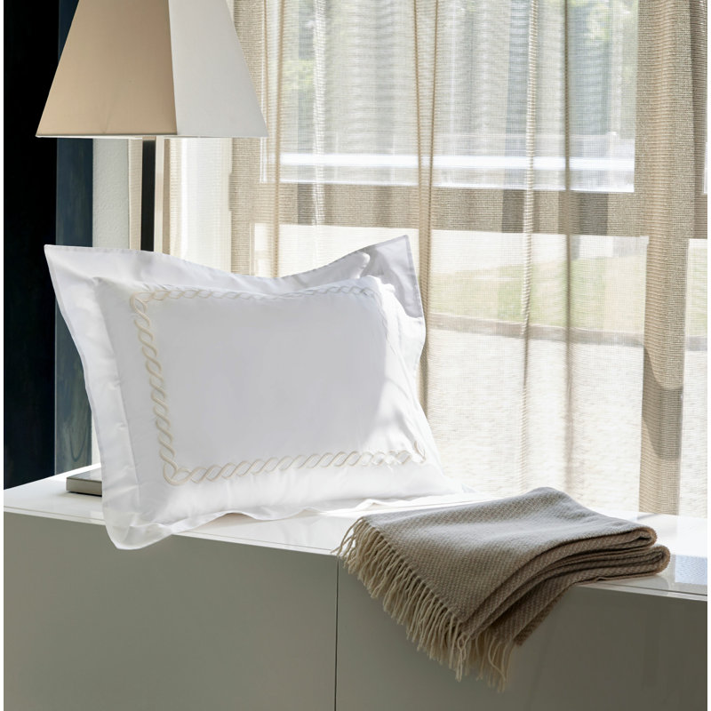Soffio Geometric Pillow Sham, Standard Sham, White/Ivory