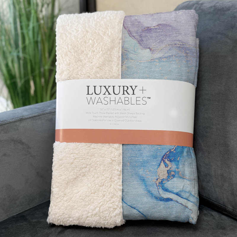 Addison Machine Washable Sherpa Throw Blanket, Purple Abstract 5