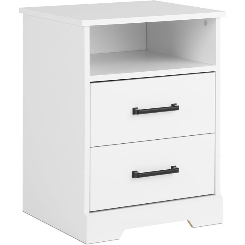 Table de chevet 2 tiroirs Yazeed, table de bout à 2 tiroirs de ferme avec rangement pour chambre à coucher, bureau, salon, l 16,75 po x l 18,75 po x H 24,5 po, blanc