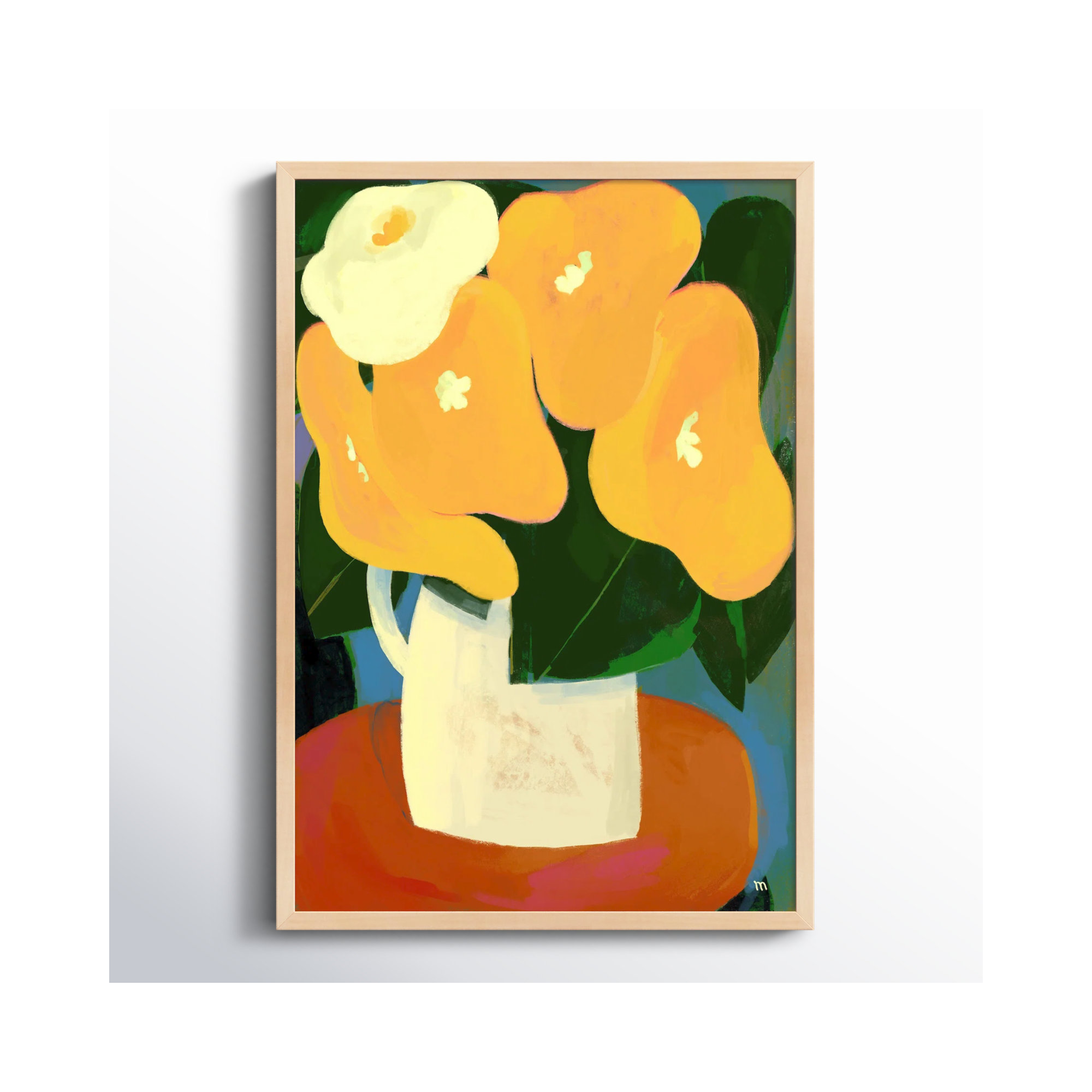 My Yellow Flowers by StudioM, 20" H x 14" W x 1.25" D, Maple