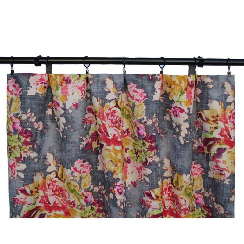 Rideaux en mélange de lin gris et fuchsia, L 50 po x L 108 po