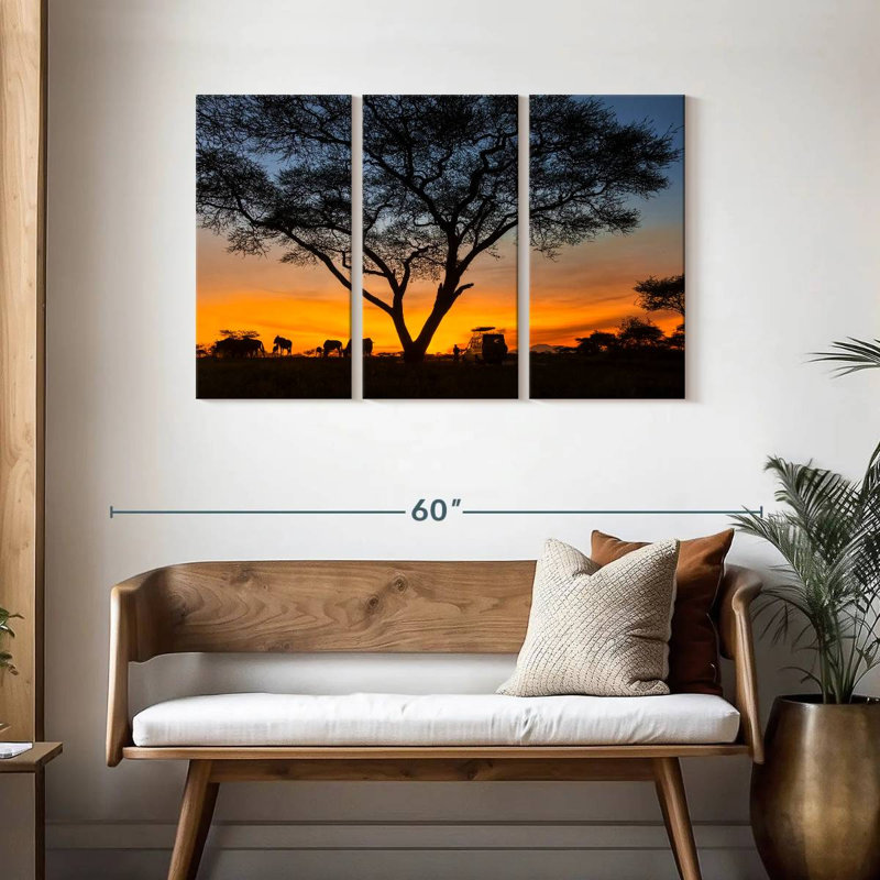 Coucher de soleil safari, H 28 po x l 45 po