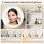 Meuble-lavabo compact avec miroir DEL, 3 modes d'éclairage, prise de courant, tiroir, tablettes et tabouret rembourré pour les petits espaces-648919185