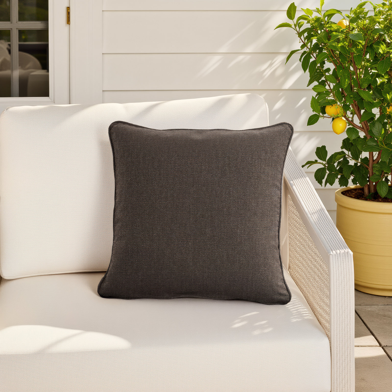 Tinsley Sunbrella® Indoor/Outdoor Throw Pillow, 18" x 18", Dark Brown
