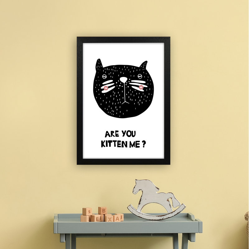 Cat by Miniofmine - Print, 46cm H x 34cm W x 3cm D, Brown Framed