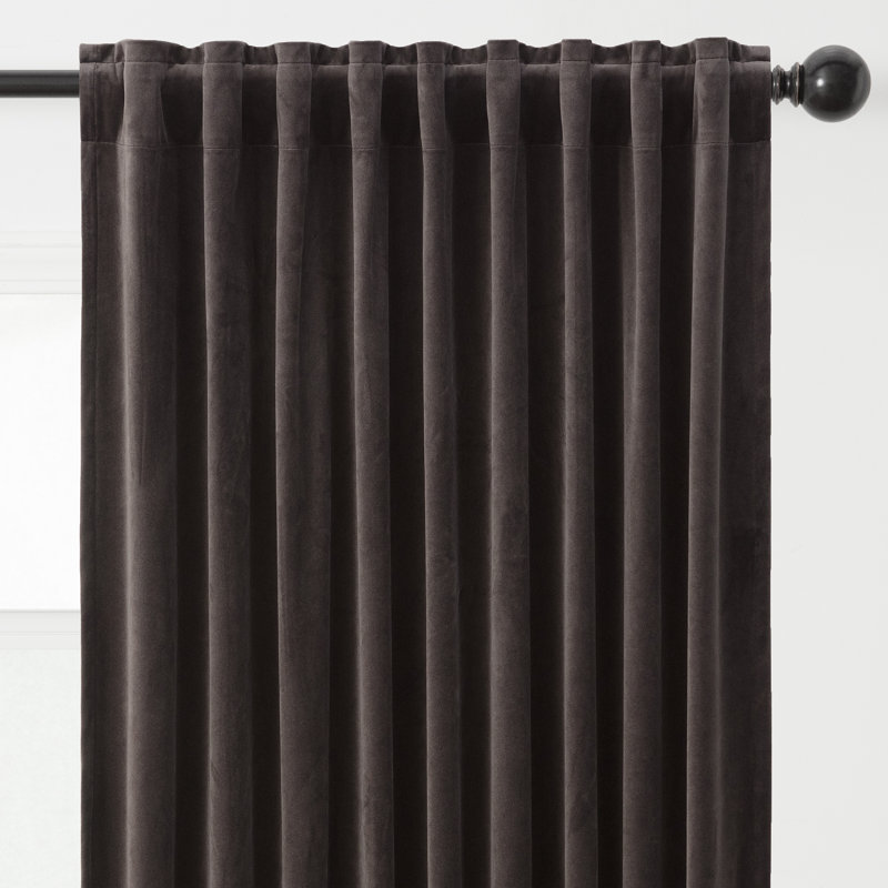 Rideaux obscurcissants en velours Mondragon, Gris anthracite, L 52 po x L 96 po