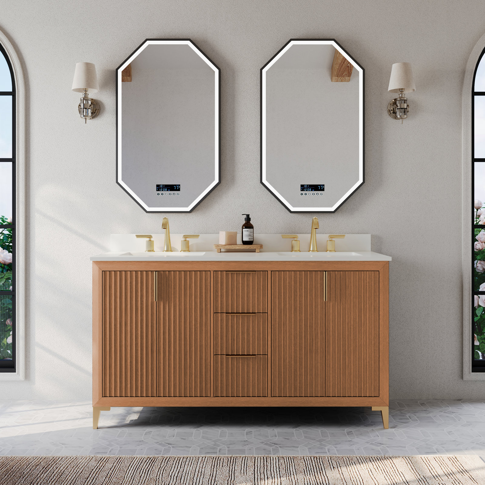 Turlington Oak Single Bathroom Vanity, Sienna, 60"