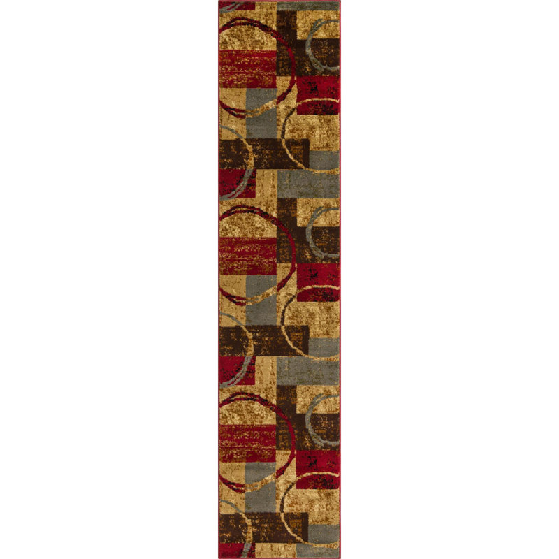 Tapis contemporain Samiyah de couleur grillée, Tapis de couloir 2 pi 2 po x 10 pi