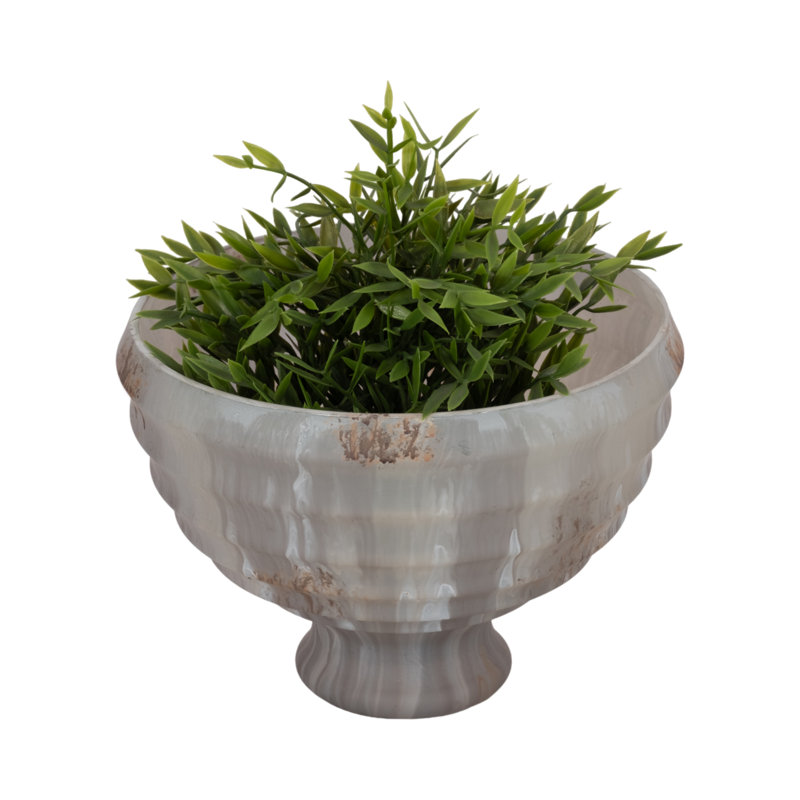 Handmade Glass Decorative Bowl, 7" H x 9" W x 9" D, Ivory