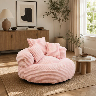 Pouf individuel avec 3 coussins, accoudoirs et housse en velours côtelé