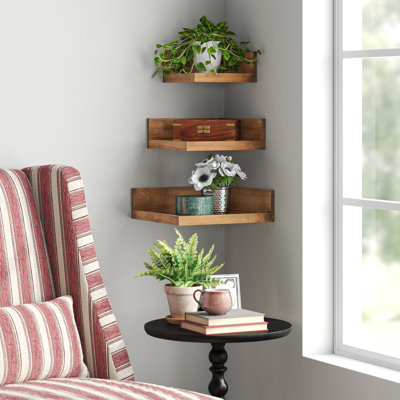 Vincenzo 3 Piece Corner Solid Wood Corner Shelf
