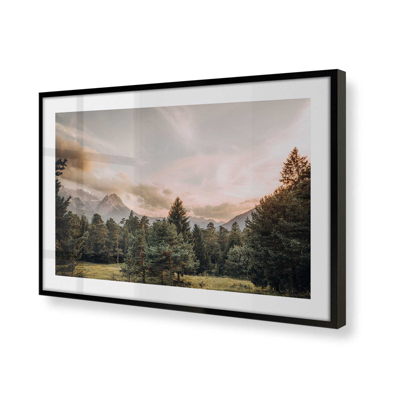 Impression de crépuscule alpin, H 9 po x l 11 po x P 1,25 po, Cadre noir satiné