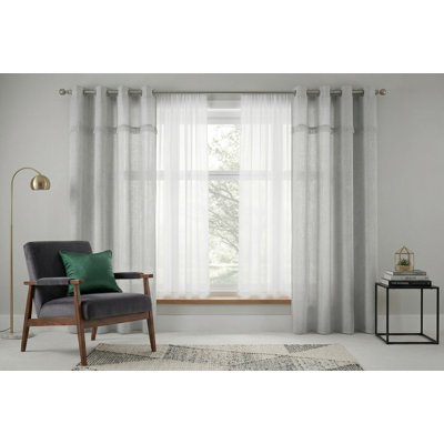 Panneau de rideau en lin léger avec œillets - 137 x 213 cm, gris