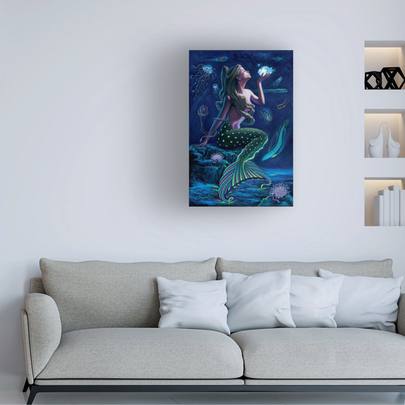 Wil Cormier «Bioluminescent Mermaid», art sur toile, H 18 po x l 12 po x P 2 po