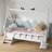 Twin Size  Bed Frame with Guardrails & Step Ladder, Solid Wood Platform Bed-1905468940