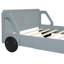 Lit plateforme gris en forme de voiture avec roues robustes - Option de chambre à coucher confortable pleine grandeur et pratique-1335130130-1335130128