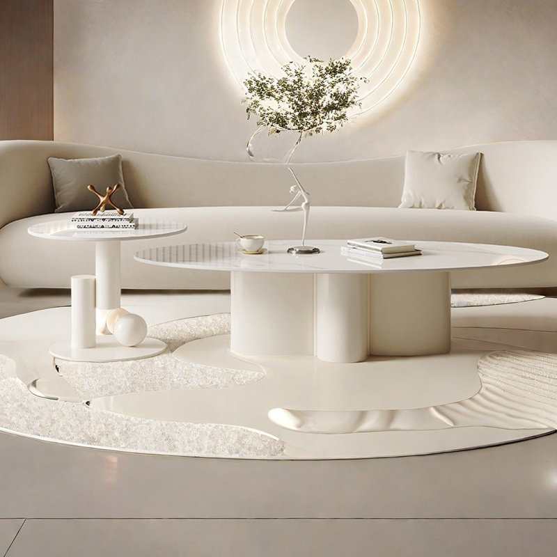 Modern simple cream wind rock table, 15.74" H x 51.18" W x 27.55" D	
