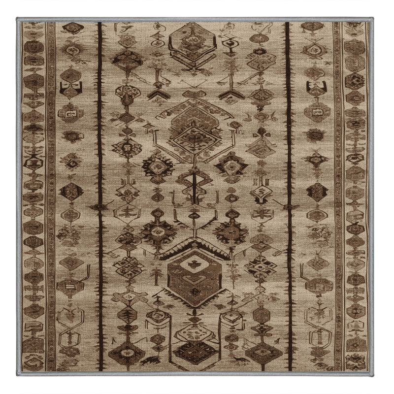 Tapis persan gris lavable à la machine, Carré 4 pi