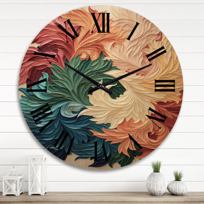 Multicolor Wave Pattern in Retro Colors - Abstract Liquid Ink Oversized Wood Wall Clock
