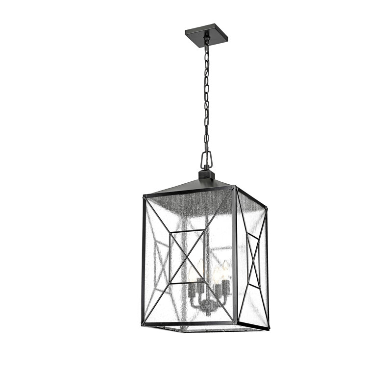 Lanterne suspendue d'extérieur noire thermolaquée 25 po H 25 po Castellano